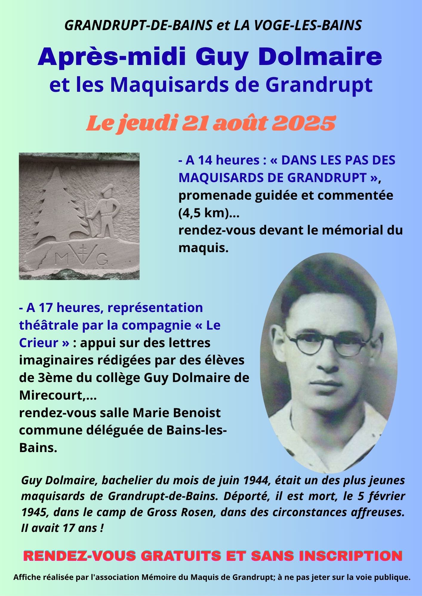 Hommage à Guy Dolmaire et aux Maquisards de Grandrup