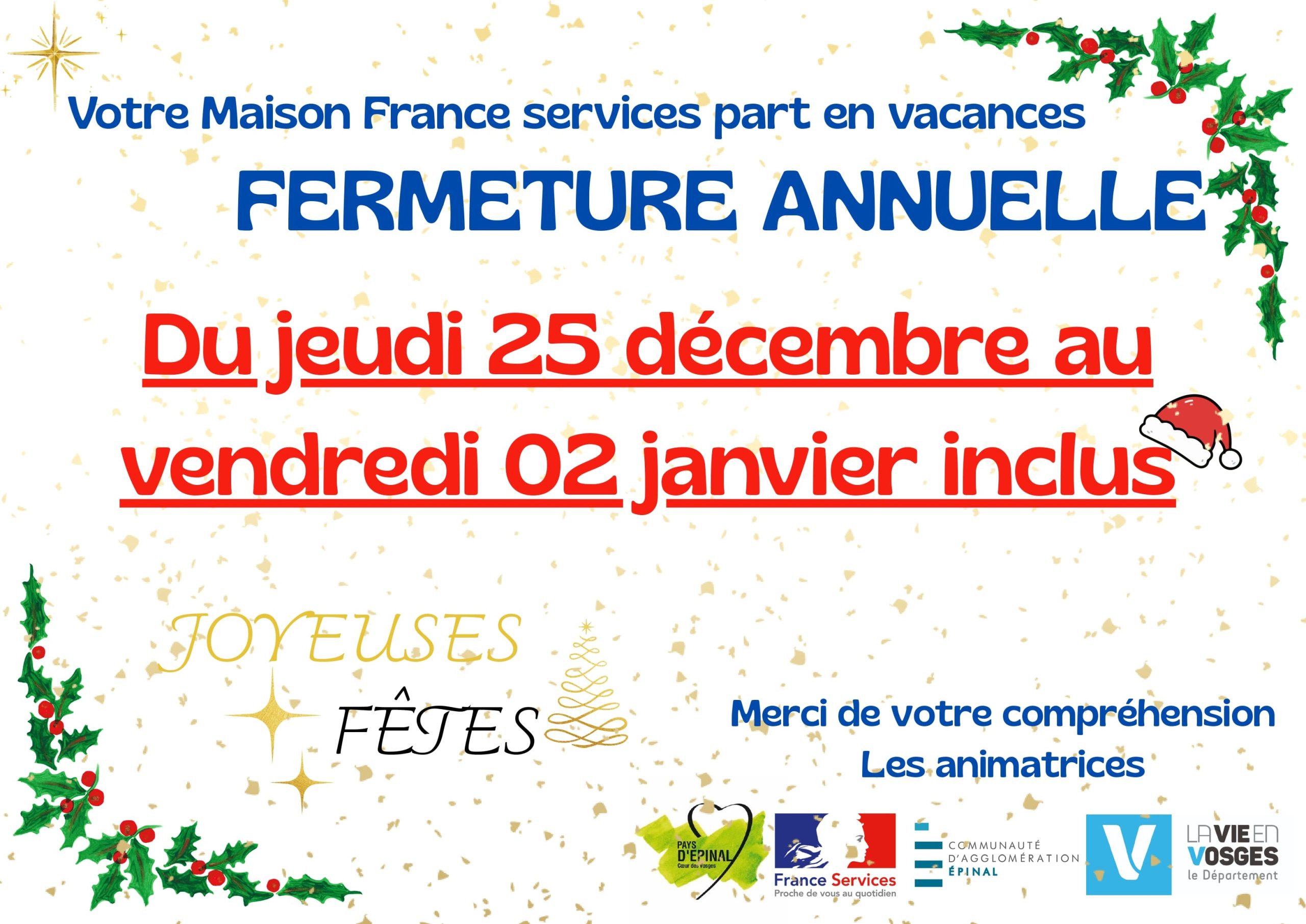 Fermeture annuelle – Maison France Services