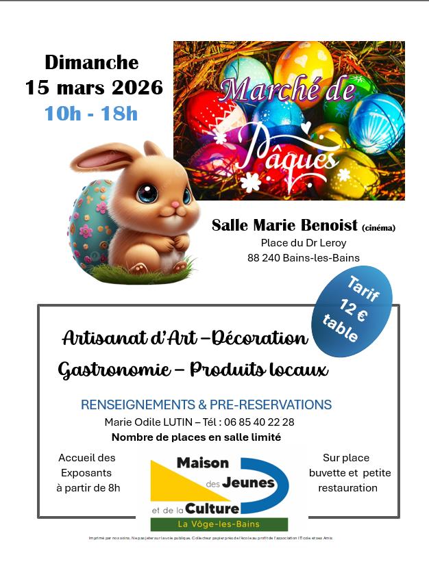 Marché de Pâque de la MJC – 15/03/25