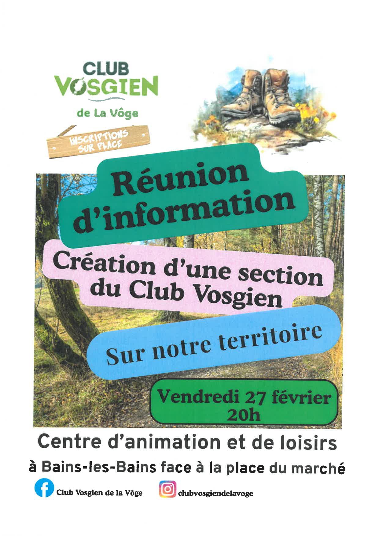 Réunion d’information – Club Vosgien de La Vôge
